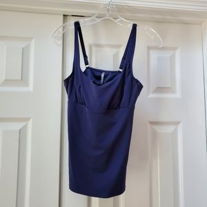Lands End Solid Navy Blue Tankini Bathing Suit Top 6